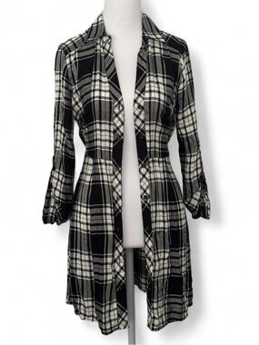 Black & White Plaid Long-Sleeve Dress